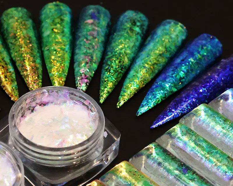 TCF04 Bulk Chunky Iridescent Glitter Pigment Chameleon Flakes